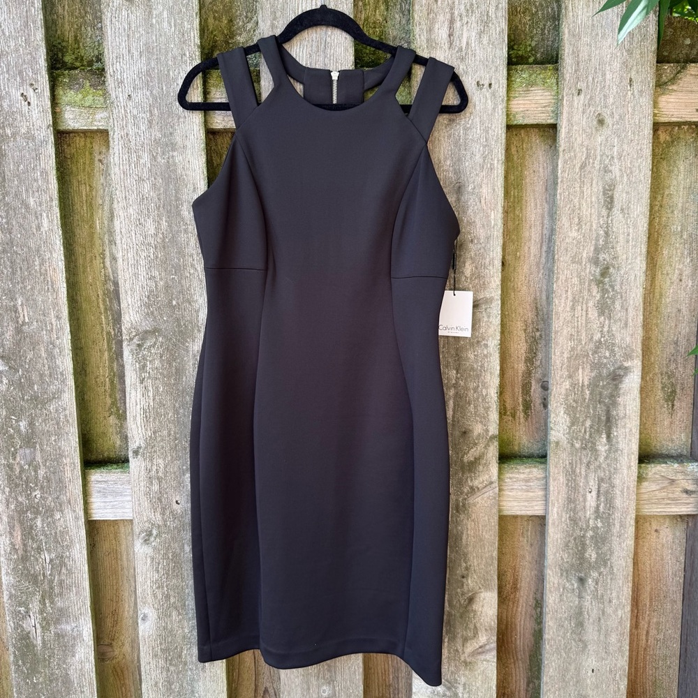 Calvin Klein Sleeveless Black Mini Dress with back cutout detail